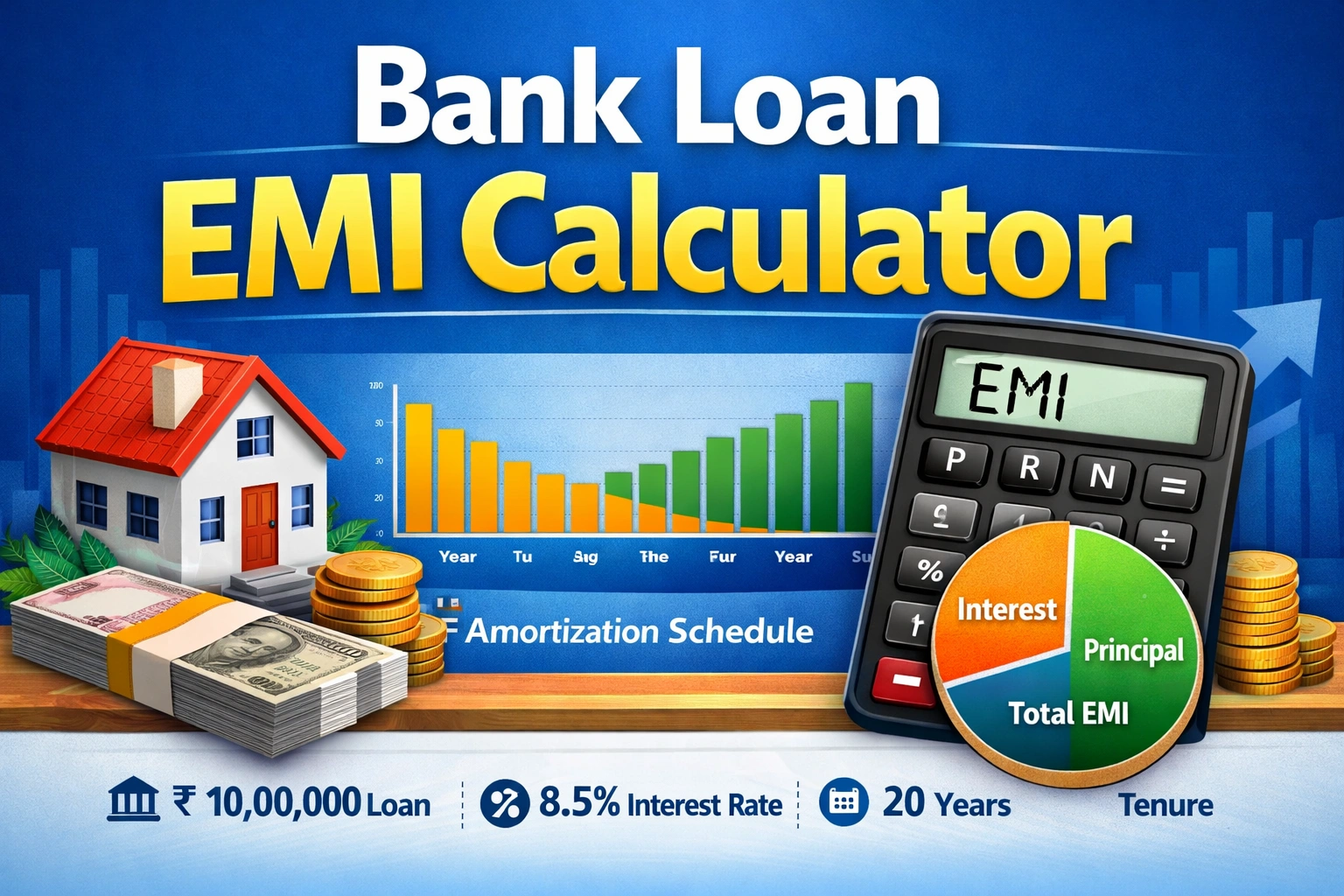 Bank Loan EMI Calculator India (Free + Amortization Table)